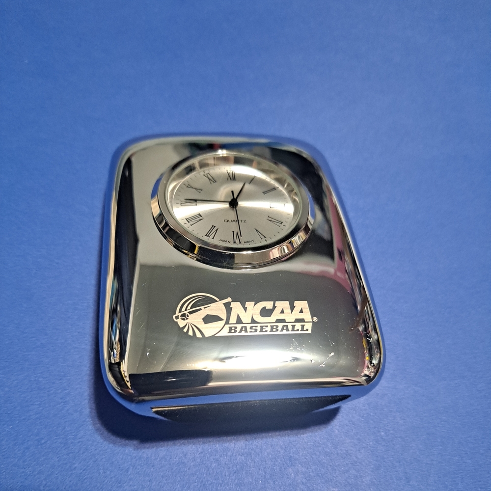 NCAA Silver Desk Clock with Baseball Logo